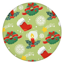 Nappe ronde festive à ourlet élastique de 132 cm (52 pouces), idéale pour votre table de Noël et vos buffets de fête, avec une performance