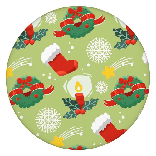 Toalha de mesa redonda festiva com bainha elástica de 52 polegadas, ideal para sua mesa de jantar de Natal e para a montagem de buffets de festas,