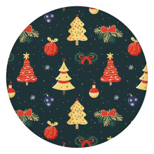 Nappe ronde au design joyeux et lumineux, 112 cm (44 pouces), avec bord élastique pour rester en place pendant le repas de Noël.
