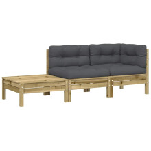 vidaXL Gartensofa mit Kissen und Fußhocker Kiefernholz Imprägniert