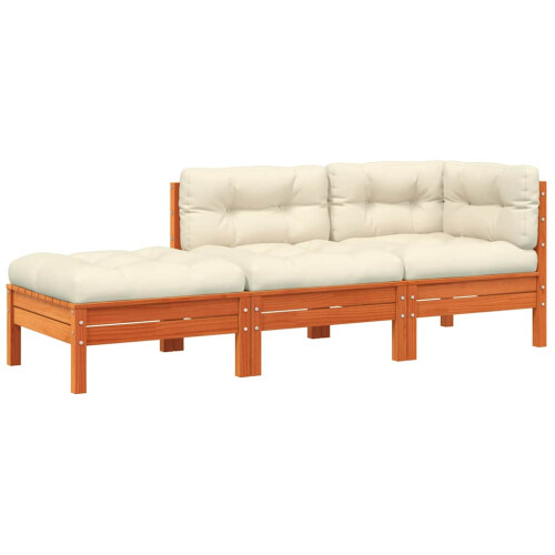 VidaXL vidaXL Gartensofa mit Kissen und Hocker 3-Sitzer