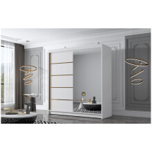 (White, 150cm) ELUKS - FLAVIO Sliding Doors Wardrobe with Mirror