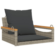 vidaXL Hängesessel mit Kissen Grau 63x62x40 cm Poly Rattan