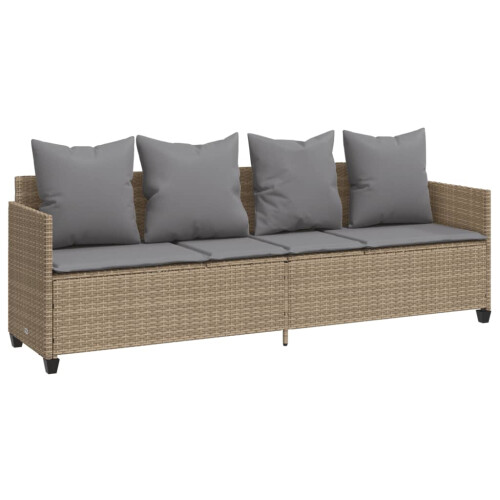 VidaXL vidaXL Sonnenliege mit Kissen Beige Poly Rattan