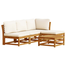 vidaXL 5-tlg. Garten-Lounge-Set mit Kissen Massivholz Akazie