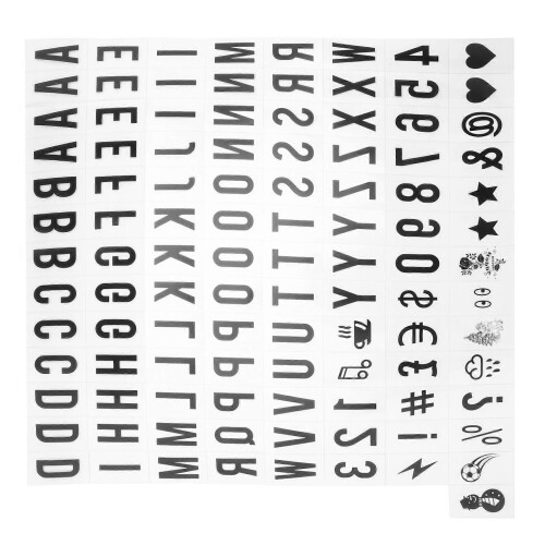 104 lettres et chiffres de remplacement noirs pour caisson lumineux A4. 2