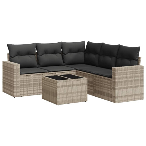 VidaXL vidaXL 6-tlg. Garten-Sofagarnitur mit Kissen Hellgrau Poly Rattan