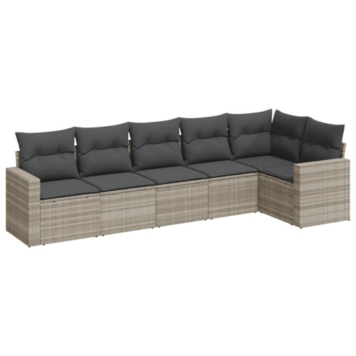 VidaXL vidaXL 6-tlg. Garten-Sofagarnitur mit Kissen Hellgrau Poly Rattan