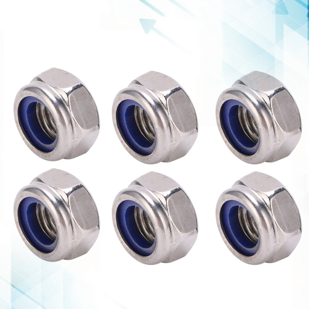 M8 Lock Nuts Nylon Steel 304 Silver Self-Locking Assortment 50-Pack 8071391775565