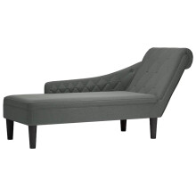 vidaXL Chaiselongue mit Kissen und Rechter Armlehne Dunkelgrau Stoff