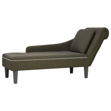 vidaXL Chaiselongue mit Kissen & Rechter Armlehne Armeegrün Kunstleder