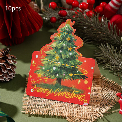 Conjunto de 10 cartões de Natal com tema de árvore de Natal. 1