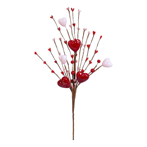 Rami floreali artificiali a forma di cuore e bacche, rossi e rosa, 12 pezzi 2