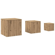 vidaXL Beistelltische 3 Stk. Artisan-Eiche Holzwerkstoff