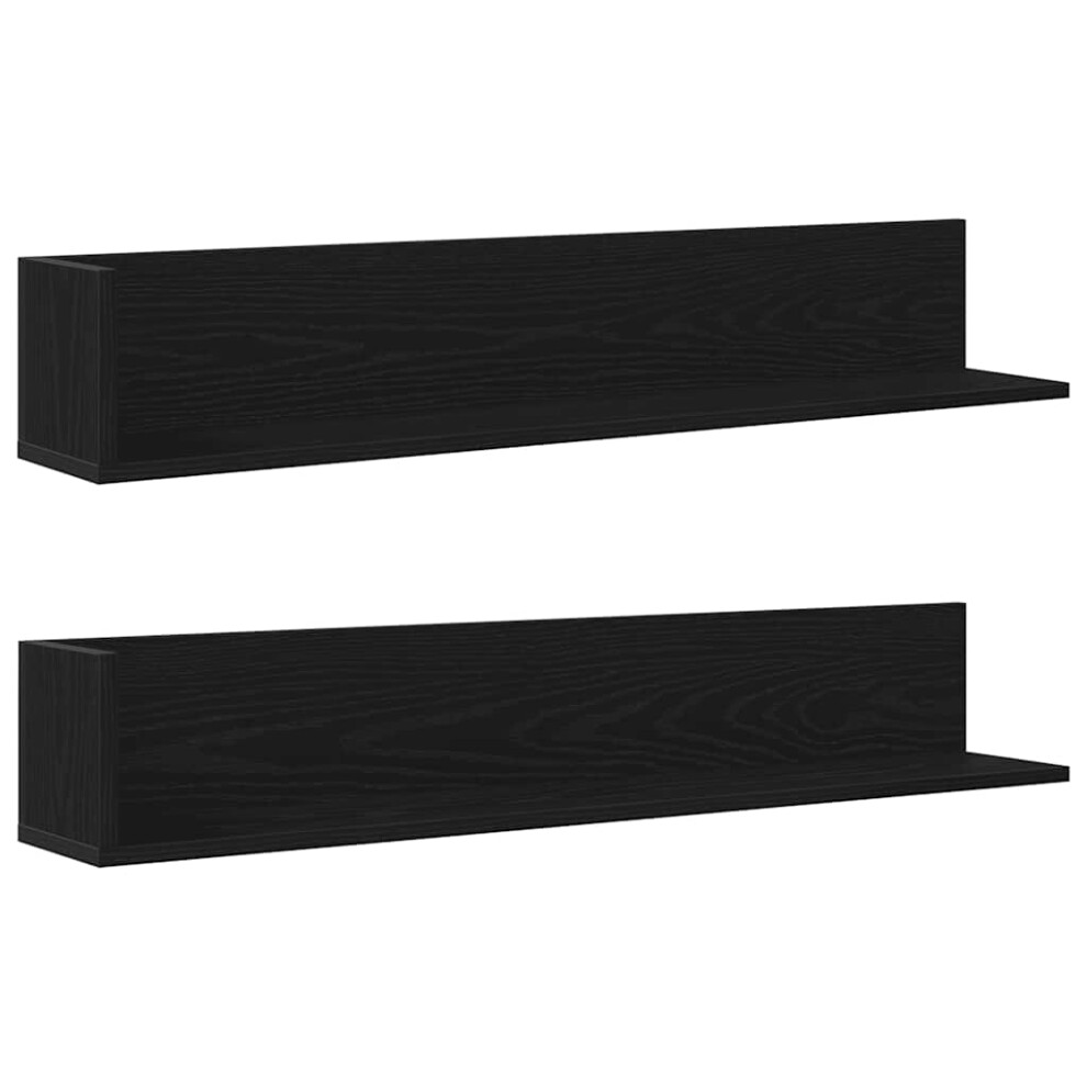 Vidaxl Wall Shelves 2 Pcs Black 100X16.5x16.5 Cm Engineered Wood