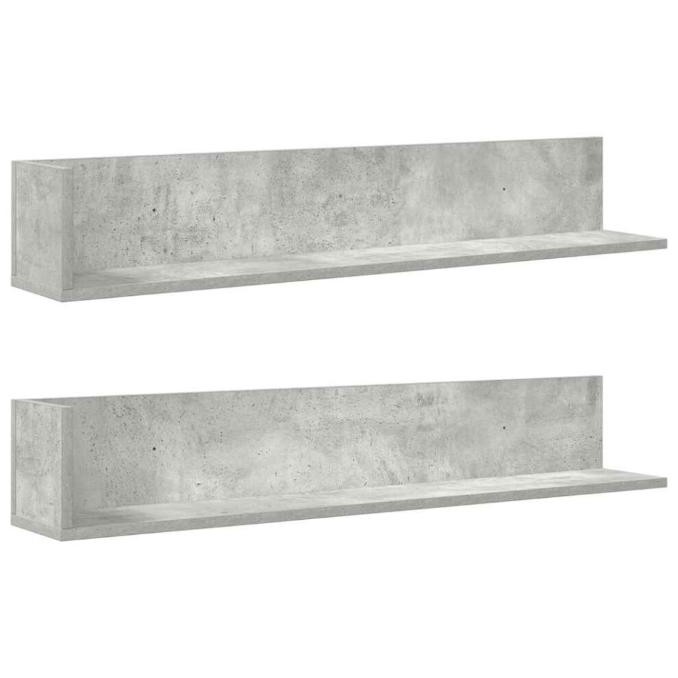 Vidaxl Wall Shelves 2 Pcs Concrete Grey 100X16.5x16.5 Cm Engineered Wood