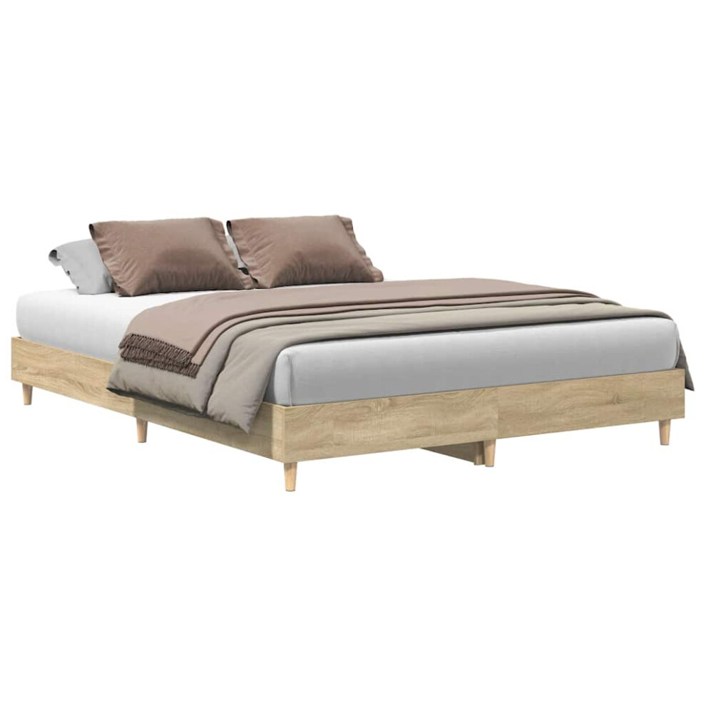 Vidaxl Bed Frame | Sonoma Oak | Engineered Wood | Double Bed | Rectangular