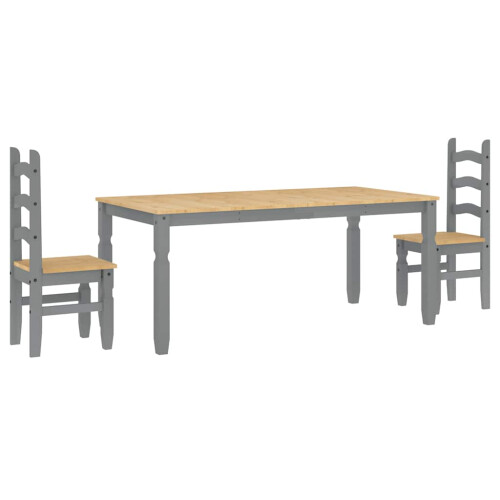 VidaXL vidaXL 3 Piece Dining Set PANAMA Grey Solid Wood Pine