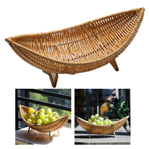Bootvormige rotan fruitmand 29x12cm 2