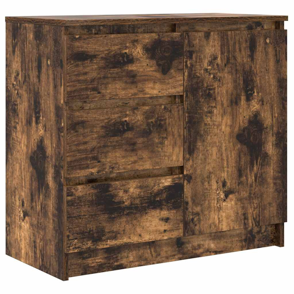 Vidaxl Sideboard With Drawer Smoked Oak 71X35x65 Cm Engineered Wood