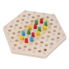 Wooden Pegboard Game Educational Toy, Early Learning Wooden Board with Elastic Band