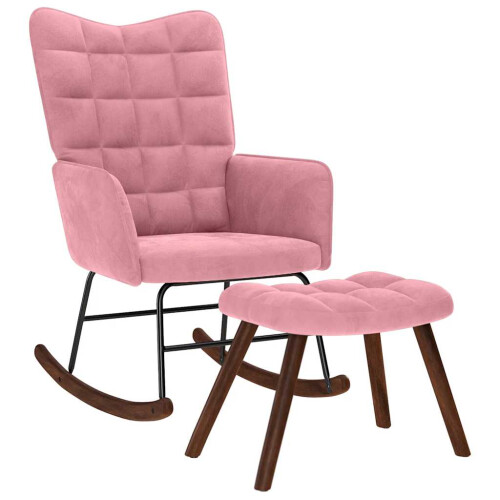 VidaXL vidaXL Schaukelstuhl mit Hocker Pink Velvet