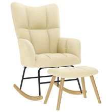 vidaXL Schaukelstuhl mit Fußhocker Creme Stoff