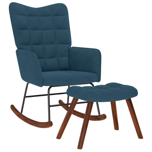 VidaXL vidaXL Schaukelstuhl mit Hocker Blauer Samt