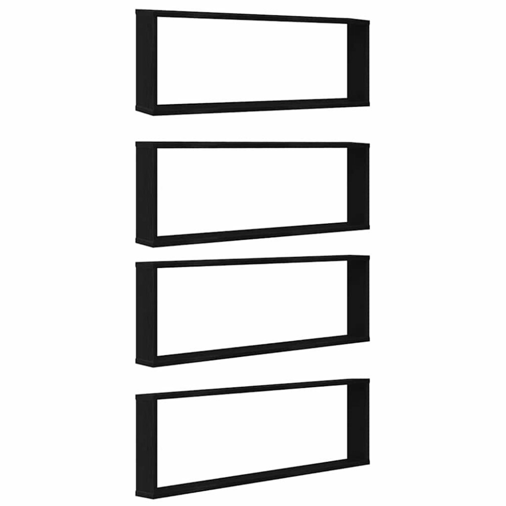 vidaXL Set of 4 Cube Wall Shelves - Black - 100 x 15 x 30cm - Image 2