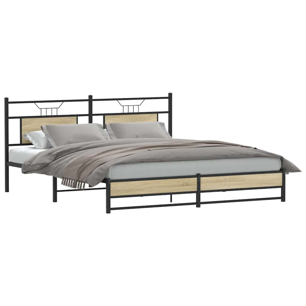 Vidaxl Bed Frame Without Mattress Sonoma Oak 160X200 Cm Engineered Wood
