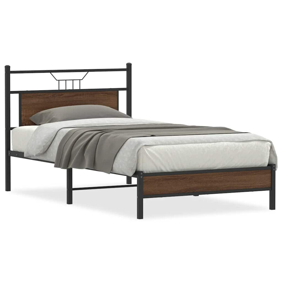 Vidaxl Bed Frame Without Mattress Brown Oak 100X190 Cm Engineered Wood