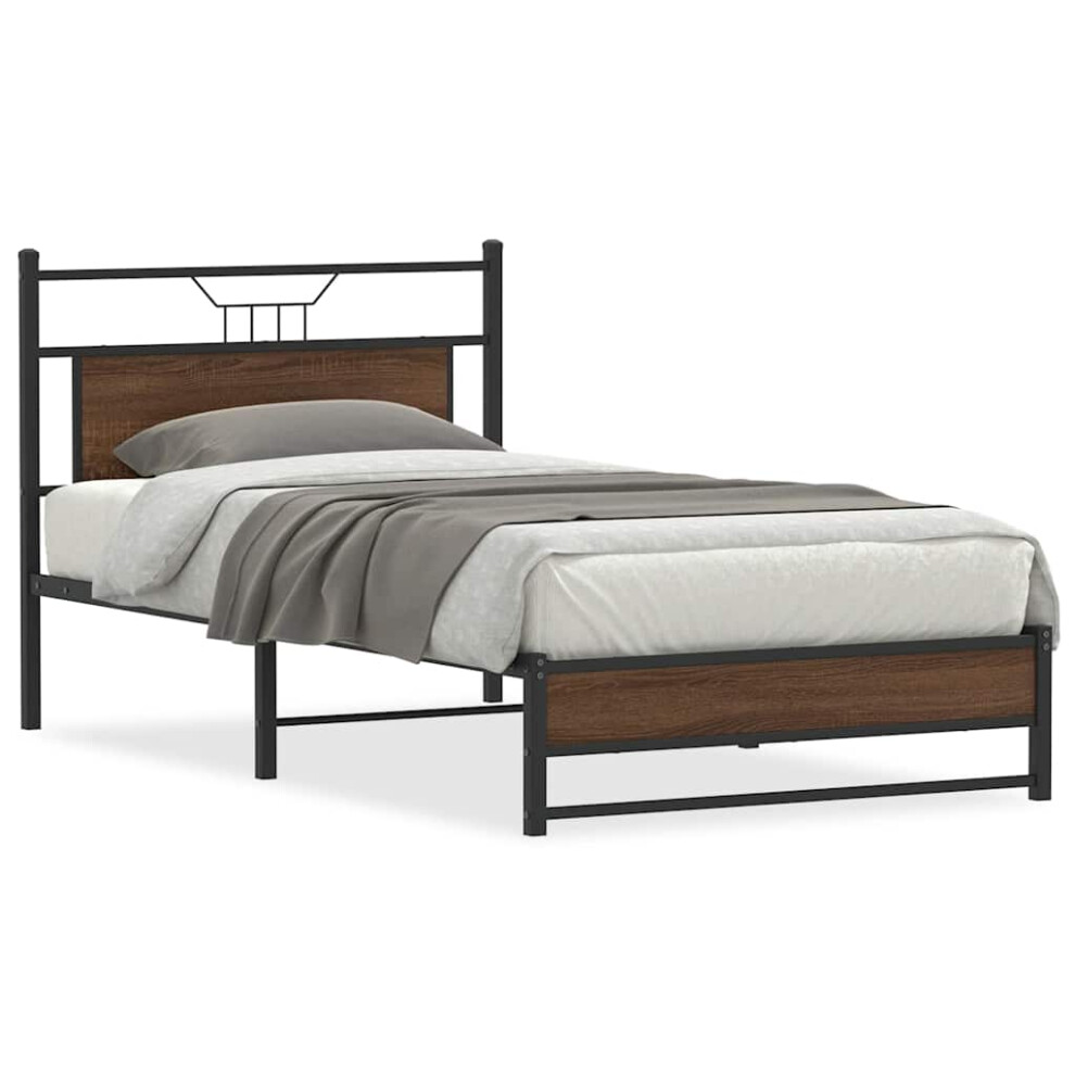 Vidaxl Bed Frame Without Mattress Brown Oak 100X200 Cm Engineered Wood
