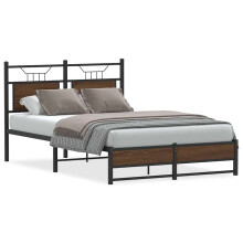 vidaXL Bed Frame without Mattress Brown Oak 120x190 cm Small Double Engineered Wood