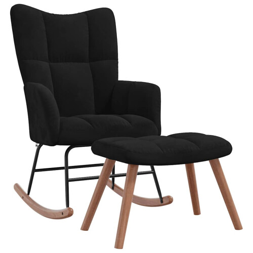 VidaXL vidaXL Schaukelstuhl mit Hocker Samt Schwarz