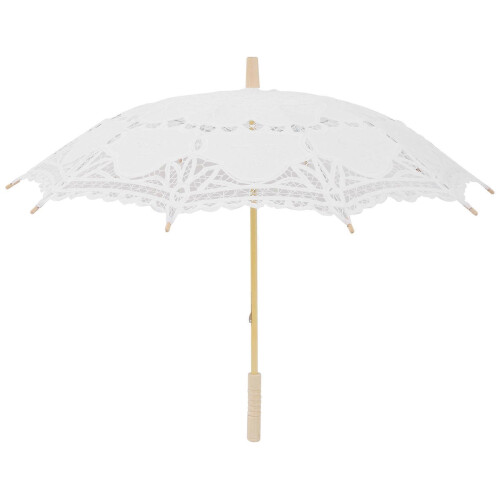 Ombrelle de mariage victorienne brodée de dentelle de 80 cm