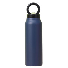 Bouteille d'eau isotherme bleu marine avec support magnétique pour téléphone, en acier inoxydable
