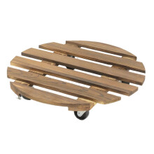 Support rond universel à roulettes pour pot de fleurs en bois - Socle pour pot de fleurs à roulettes, facile à déplacer