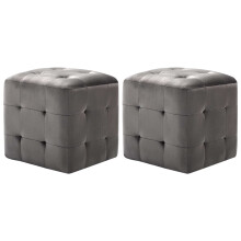 vidaXL Pouf 2 Stk. Grau 30x30x30 cm Samtstoff