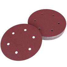 30 disques de ponçage de 225 mm, papier de verre grain 120 à fixation auto-agrippante, 6 trous pour ponceuses à long col