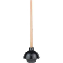 Ventouse de toilette en caoutchouc, double ventouse à poussée, robuste, qualité professionnelle avec manche en bois