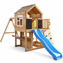 Speelplaats voor kinderen - GINGER HOME - Glijbaan - 2 schommels - Geïntegreerde zandbak