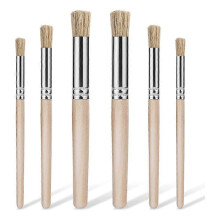 6 pinceaux à pochoir en bois pour peindre sur bois, pinceaux à pochoir en poils naturels pour acrylique