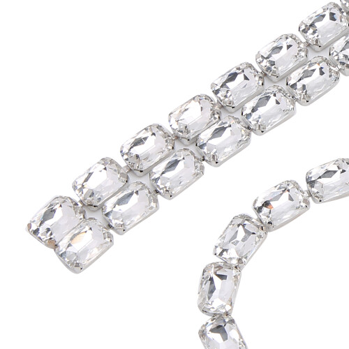 Rectangular Glass Diamond Chain Pendant DIY 1m White Accessories 1