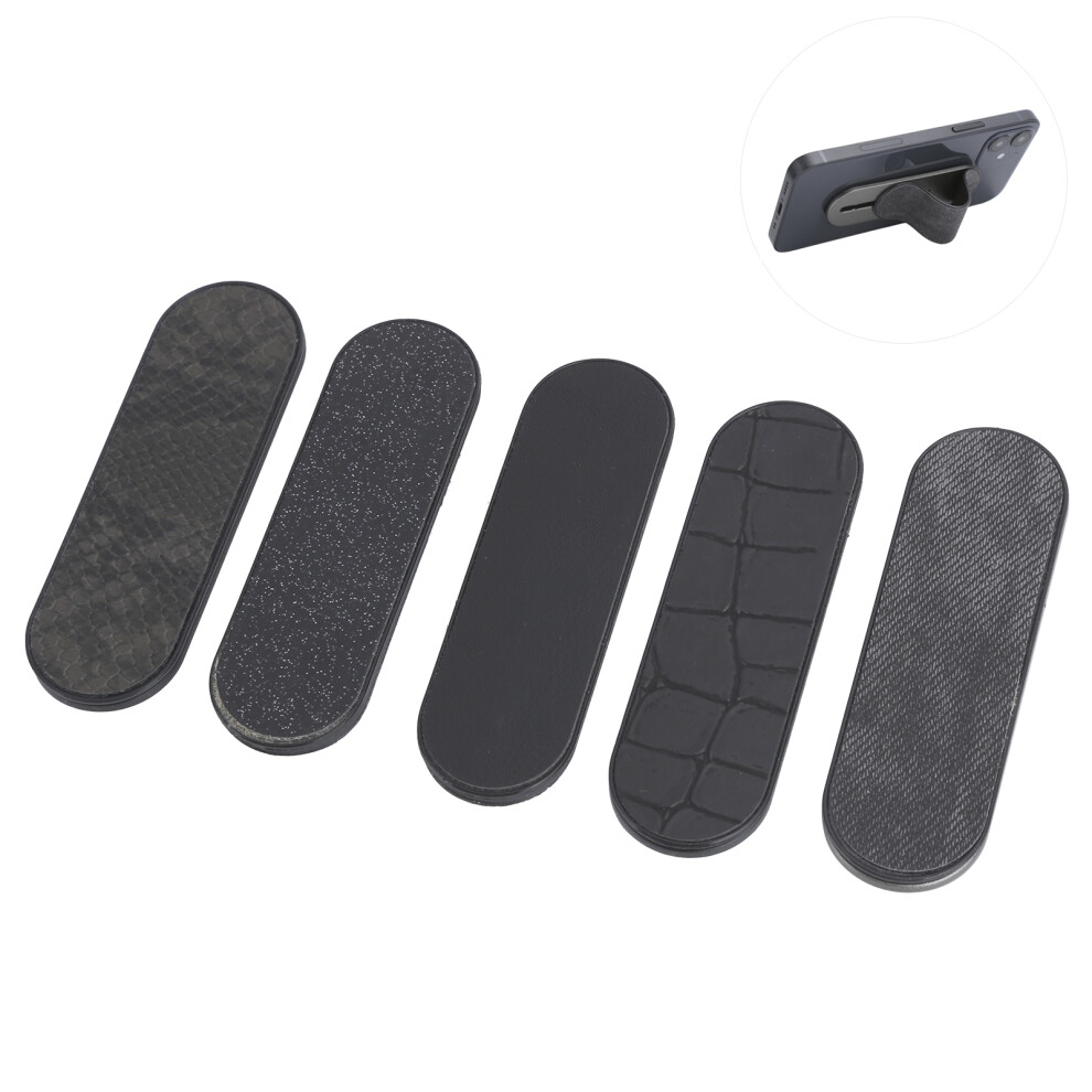 5Pcs Silicone Phone Finger Grip Holders With Reusable Gel Pad, Black 6901379446984