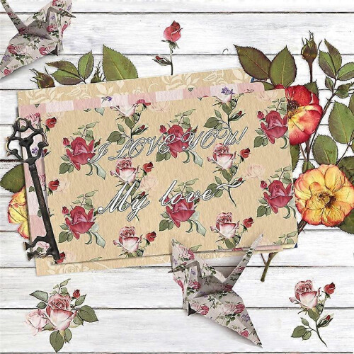 24 feuilles papier aquarelle floral 30.5x30.5cm