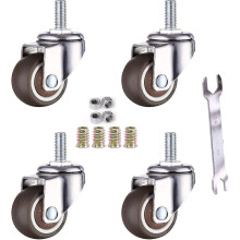 Lot de 4 roulettes pivotantes pour meubles M6 x 15 mm avec filetage de 32 mm, en caoutchouc souple TPE.