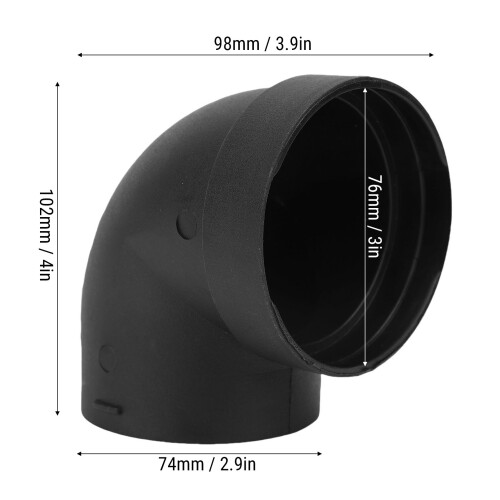 2 Stück L-förmiger Luftkanalverbinder 75mm ABS Schwarz 1