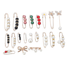 20 Pcs Fashion Pearl Pants Waist Clips Security Pins for Collars Hats Bags