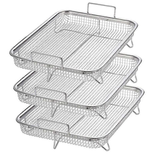 3 paniers acier inox pour friteuse air