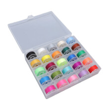 25 Pcs Prewound Bobbin Thread Set with Storage Case - 25 Colors